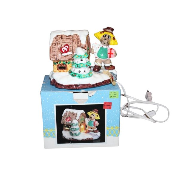 Vintage 80's Pound Puppies Howle Ceramic Lighted Christmas Village House - Picture 2 of 4